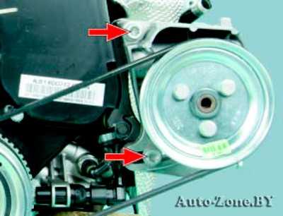 Проверка и регулировка натяжения ремня привода насоса гидроусилителя рулевого управления и компрессора кондиционера