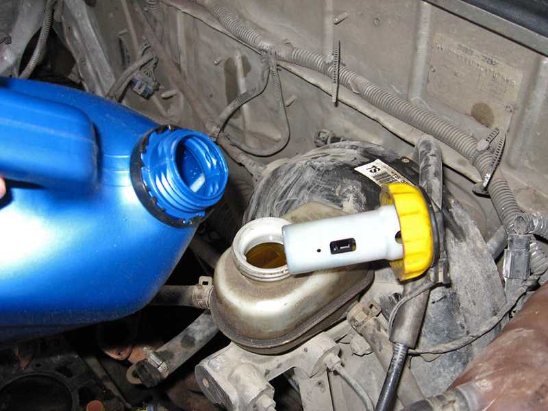 Проверка уровня и доливка тормозной жидкости в бачок гидропривода тормозной системы
